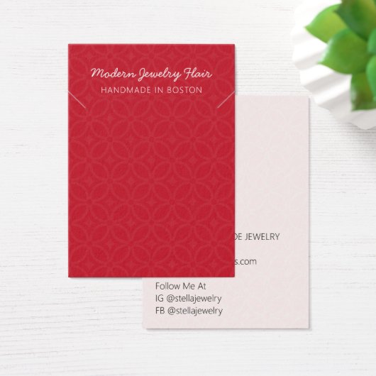 Modern Pattern Red Necklace Display Card (デスク)