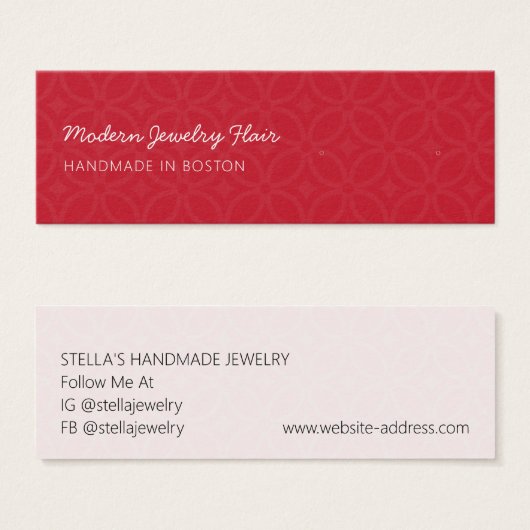 Modern Pattern Red Stud Earring Display Card (正面&裏面)