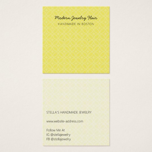 Modern Pattern Vivid Yellow Earring Display Card (正面&裏面)