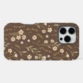 Modern Pattern Wildflowers Brown Background iPhoneケース (裏面横)
