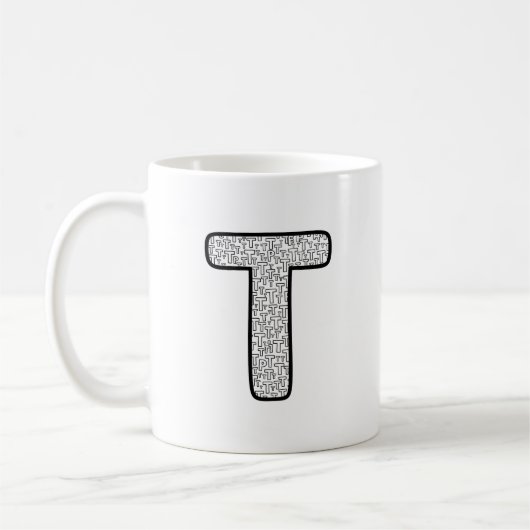 Modern Patterned Letter P Monogram Ceramic Mug コーヒーマグカップ (左)