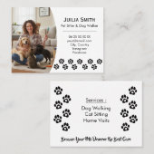 Modern Paw Print Photo Pet Sitter & Dog Walker  名刺 (正面/裏面)