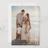 Modern Peace and Love Photo Christmas Holiday Card シーズンカード (正面)