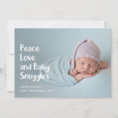 Modern Peace Love Cute Baby First Christmas Photo シーズンカード (正面)
