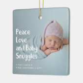 Modern Peace Love Newborn Baby's First Christmas セラミックオーナメント (左)