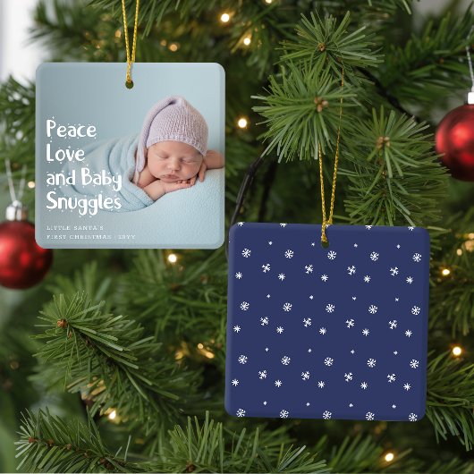 Modern Peace Love Newborn Baby's First Christmas セラミックオーナメント