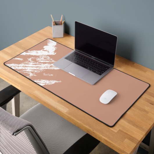 Modern Peach and Black Abstract Ink Brush Desk Mat デスクマット (オフィス2)
