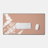 Modern Peach and Black Abstract Ink Brush Desk Mat デスクマット (キーボード&マウス)