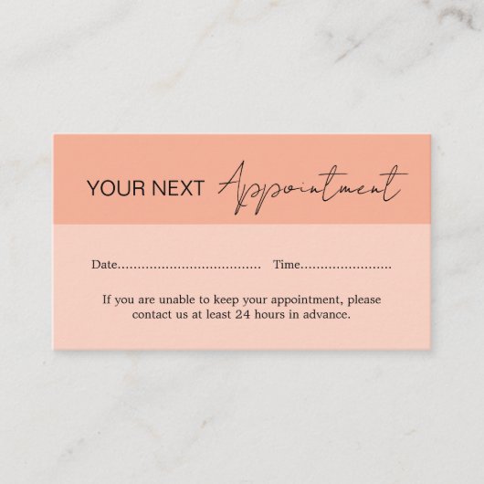 Modern Peach Appointment Card 名刺 (正面)