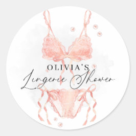 Modern Peach Blush Lingerie Bridal Shower ラウンドシール