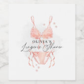 Modern Peach Blush Lingerie Bridal Shower ワインラベル (シングルラベル)