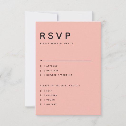 Modern Peach Editorial All Caps RSVP Card (正面)