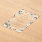 Modern Peach Floral Islamic Muslim Wedding アクリル招待状 (レイダウン)