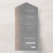 Modern Peach Glitter Gray Wedding オールインワン招待状 (内側)