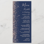 Modern Peach Glitter Navy Blue Wedding メニュー (正面)