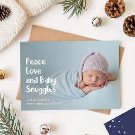Modern Peach Love Baby's First Christmas Photo シーズンカード