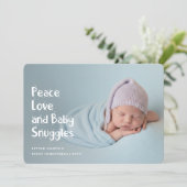 Modern Peach Love Baby's First Christmas Photo シーズンカード (スタンド正面)