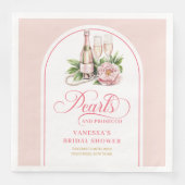 Modern Pearls and Prosecco Bridal Napkin Design (正面)