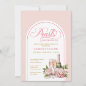 Modern Pearls and Prosecco Shower Invite Design 招待状 (正面)
