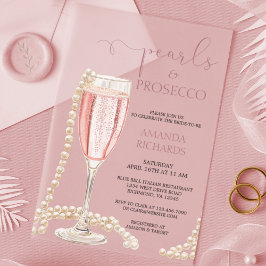 Modern Pearls & Prosecco Bridal Shower アクリル招待状