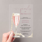 Modern Pearls & Prosecco Bridal Shower アクリル招待状 (インサイチュ (ポータブル))