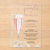 Modern Pearls & Prosecco Bridal Shower アクリル招待状 (正面)