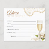 Modern Pearls & Prosecco Bridal Shower Advice Card (正面)