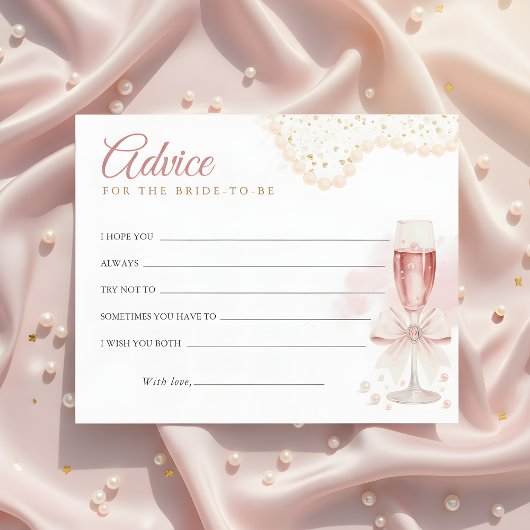 Modern Pearls & Prosecco Bridal Shower Advice Card