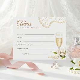 Modern Pearls & Prosecco Bridal Shower Advice Card