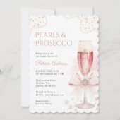 Modern Pearls & Prosecco Bridal Shower Invitation 招待状 (正面)