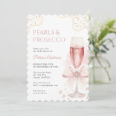 Modern Pearls & Prosecco Bridal Shower Invitation 招待状 (スタンド正面)