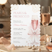 Modern Pearls & Prosecco Bridal Shower Invitation 招待状