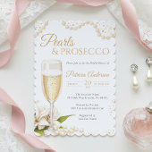 Modern Pearls & Prosecco Bridal Shower Invitation 招待状