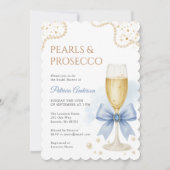 Modern Pearls & Prosecco Bridal Shower Invitation 招待状 (正面)