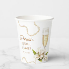 Modern Pearls & Prosecco Bridal Shower Paper cup 紙コップ