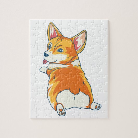 Modern Pembroke Corgi Illustration ジグソーパズル (縦)