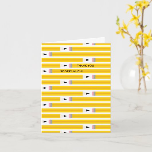 Modern Pencil Teacher Appreciation Thank You カード (黄色い花)