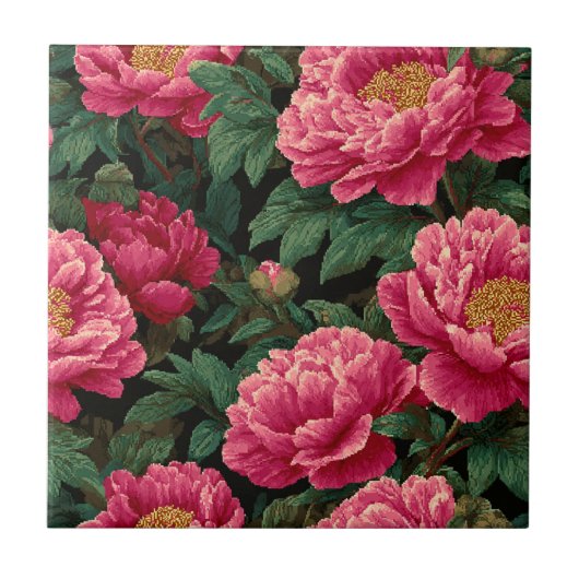 Modern Peonies Ceramic Tiles For Cozy Interiors タイル (正面)