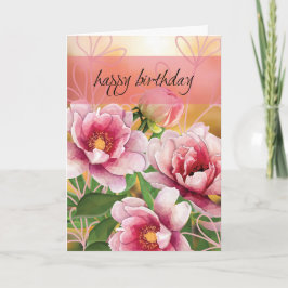 Modern Peony Birthday Card カード