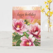 Modern Peony Birthday Card カード (黄色い花)