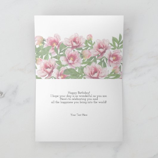 Modern Peony Birthday Card カード (内部)