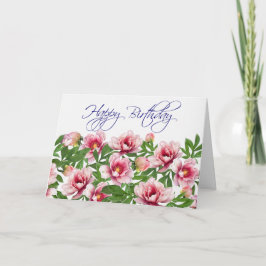 Modern Peony Birthday Card カード