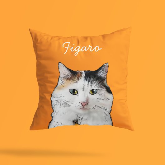 Modern Persian Cat Illustration | Add Name  クッション