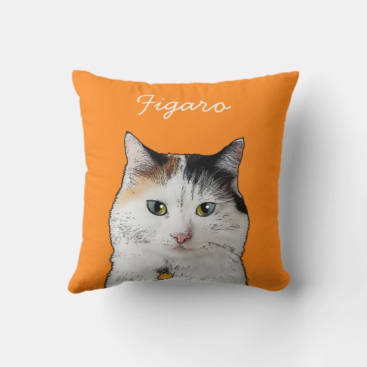 Modern Persian Cat Illustration | Add Name  クッション (裏面)