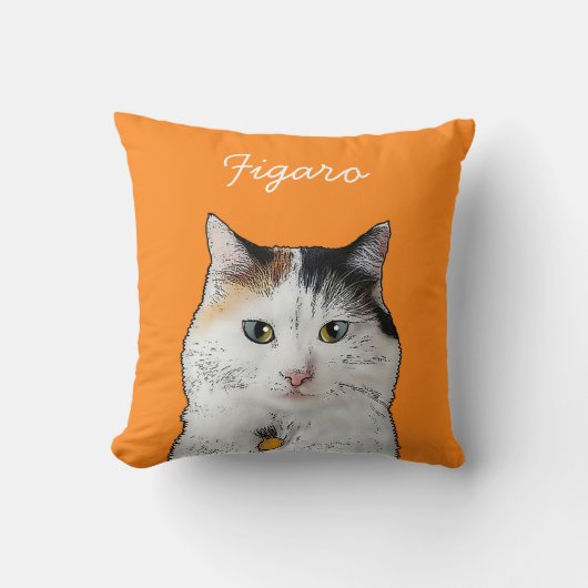 Modern Persian Cat Illustration | Add Name  クッション (正面)