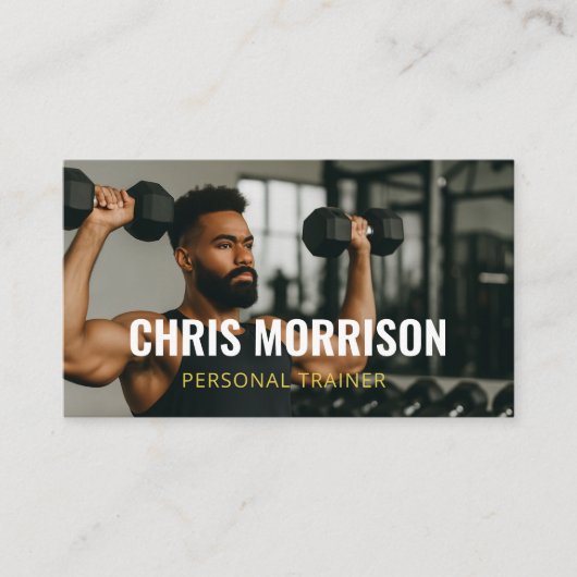 Modern Personal Trainer Fitness Photo QR Code 名刺 (正面)