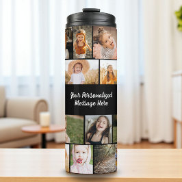 Modern Personalized 16 Photo Collage Custom Color  タンブラー