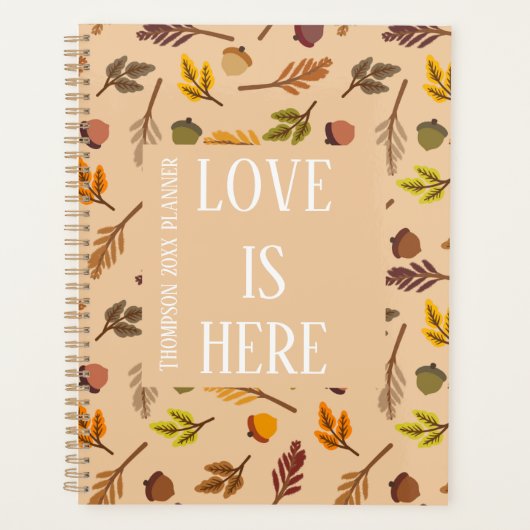 Modern personalized autumn pattern brown chic プランナー手帳 (正面)