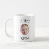 Modern Personalized Baby Photo Mug for Grandpa コーヒーマグカップ (左)