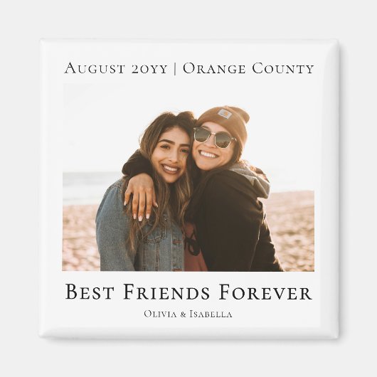 Modern Personalized Best Friends Forever Photo マグネット (正面)